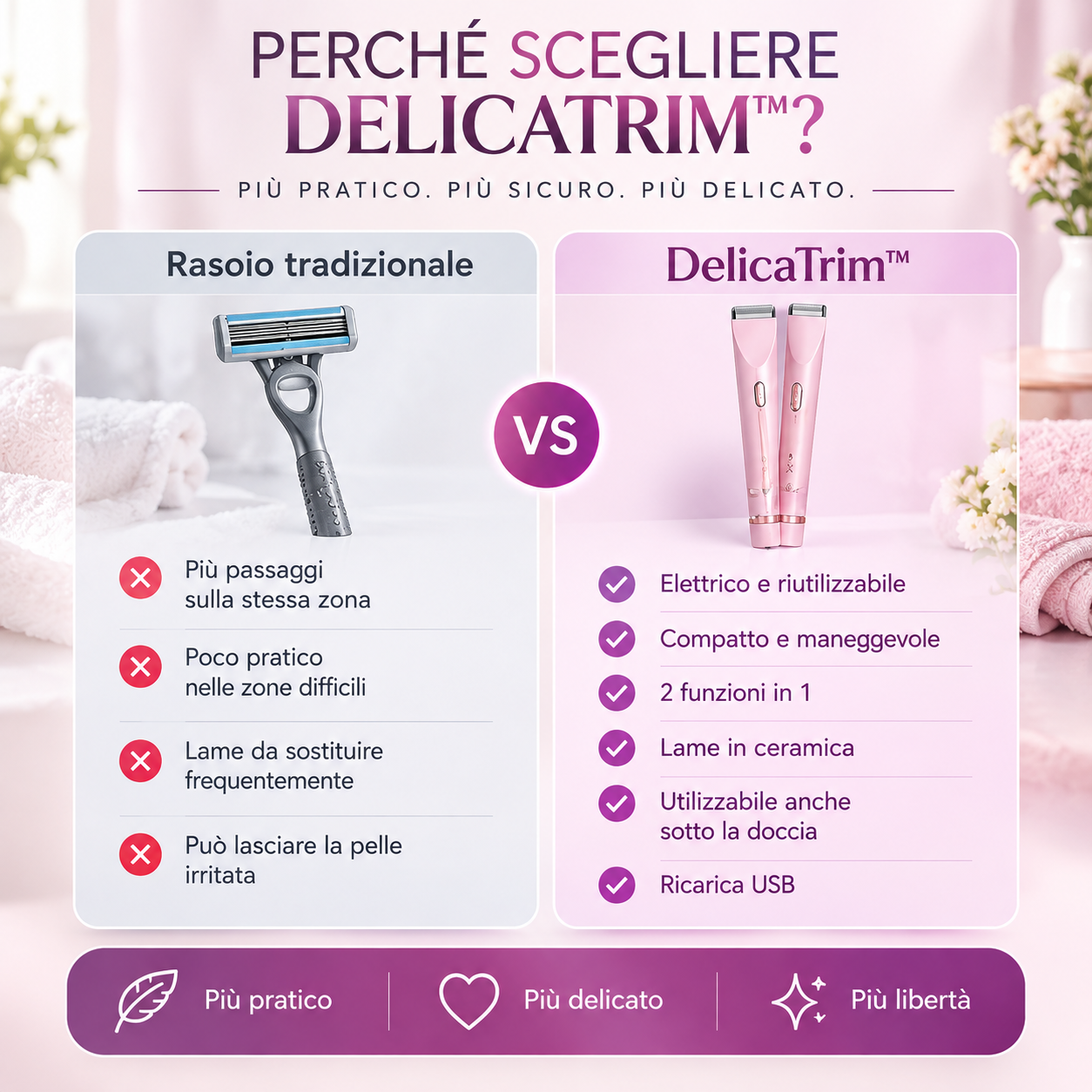 DelicaTrim™ - Rasoio 2 in 1 potente e delicato